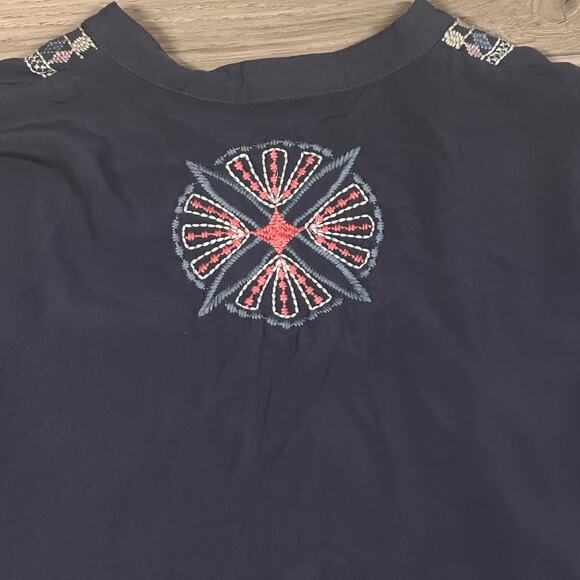 Solitaire‎ Tunic Long Roll Tab Sleeve Embroidery Trim Size Large Johnny Was Boho - Picture 8 of 8